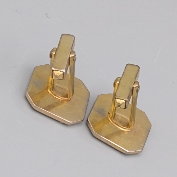 Gold Geometric Pyramid Cuff Links Vintage - Picture 6 of 12